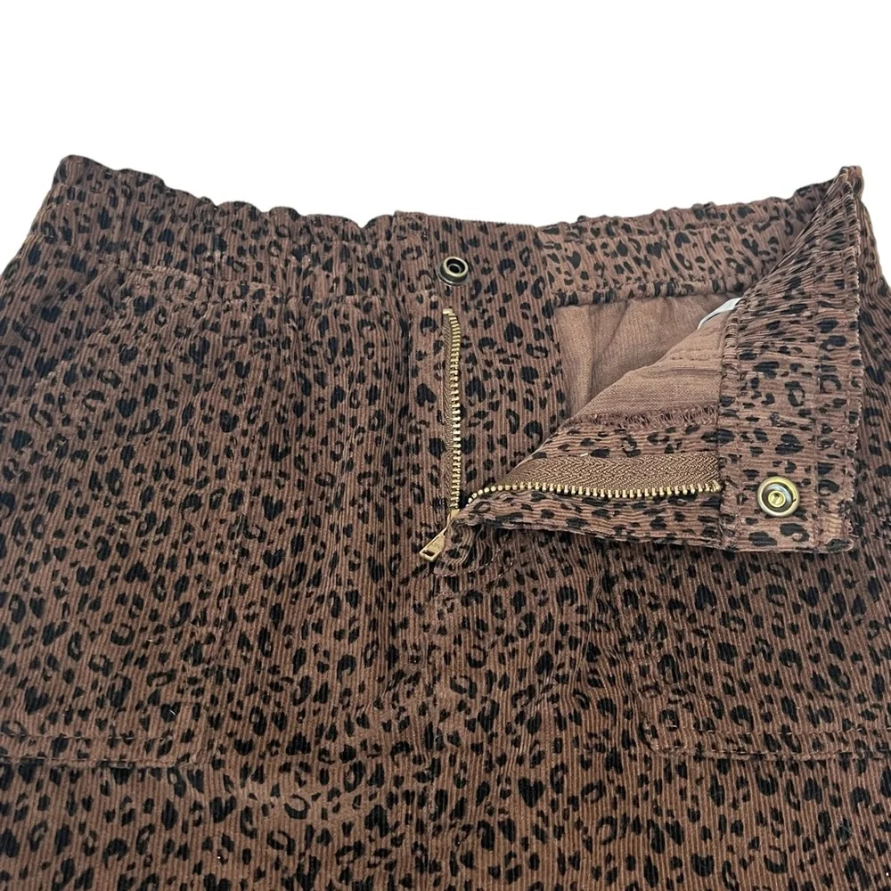Old Navy‎ Girls Size Medium/8 High-Waisted A-Line Brown Cheetah Corduroy Skirt